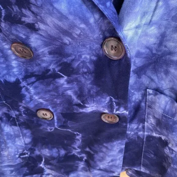 Amadi Hilde Tie Dye Purple Boho Oversized Blazer Size L Made in USA     - Picture 4 of 7